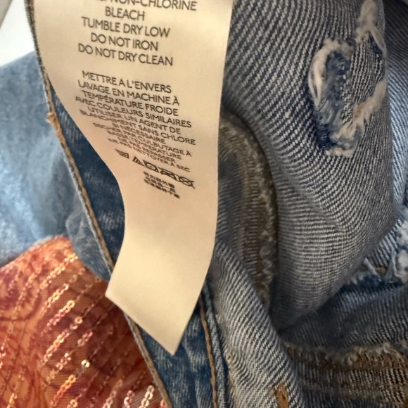 Free People We The Free Zappa Patched Harem Jeans Womens Sz 28 Button Fly - Picture 12 of 12